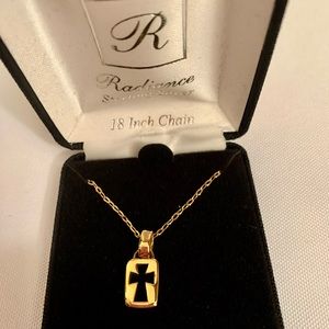 Radiance gold plated sterling silver cross necklace
